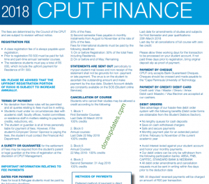 CPUT Application Fees And Tuition Fees